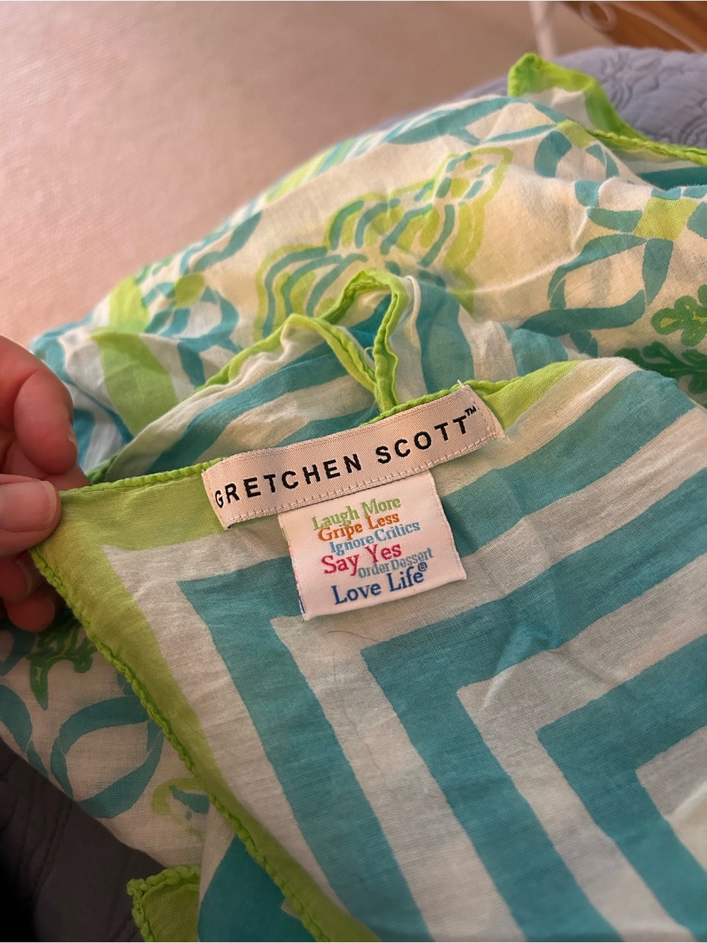 Gretchen Scott Designs Teal & Lime Patterned Lightweight pareo